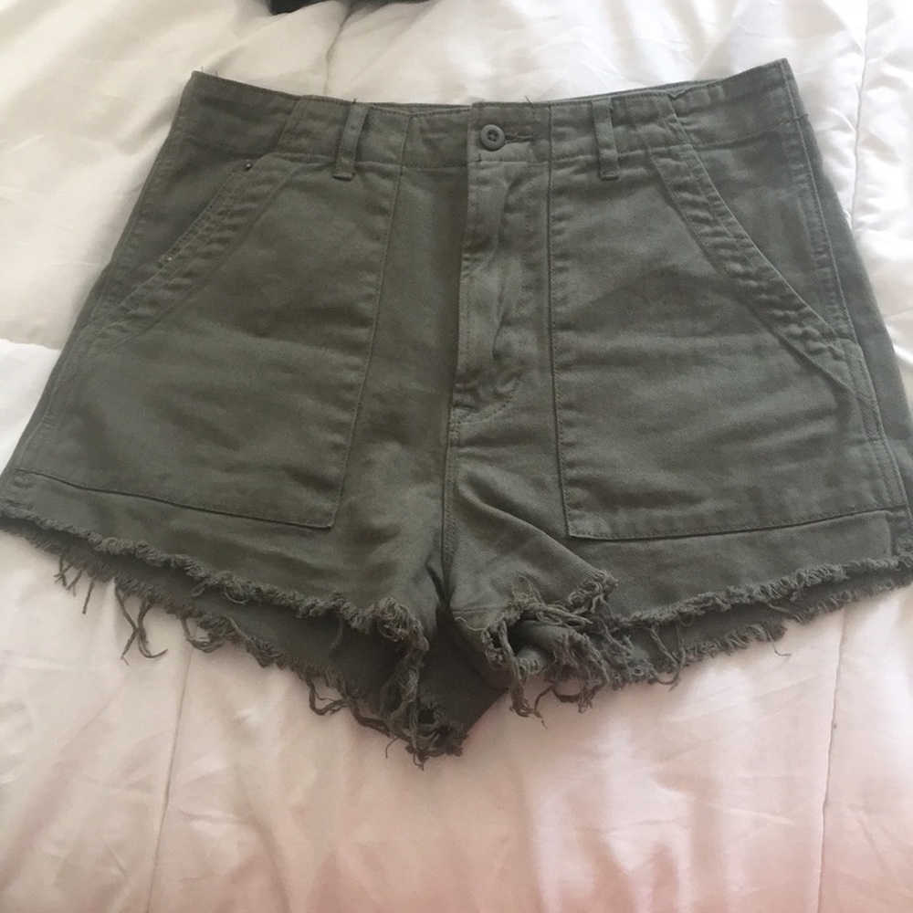 Army Green High Waisted Shorts